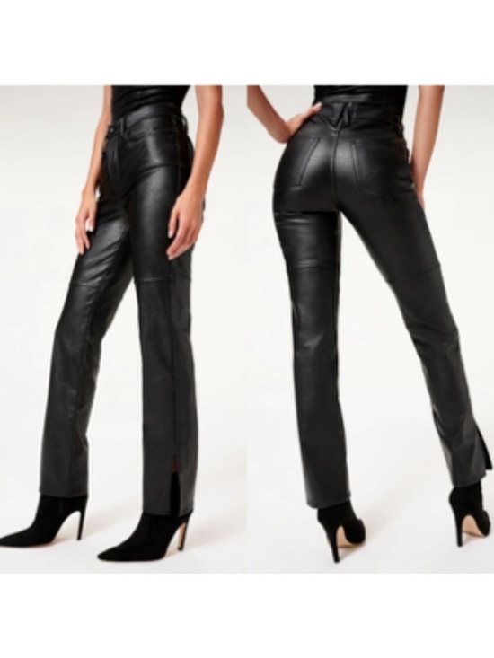 Good American Pants - Good American Good Boy Faux Leather Pants Women's Size 6 Black Straight Leg